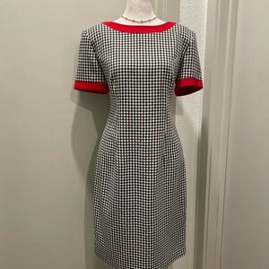 VTG 80s 90s Lois Snyder Dani Max Mod Gingham Fitted Dress With Red Lining - 4